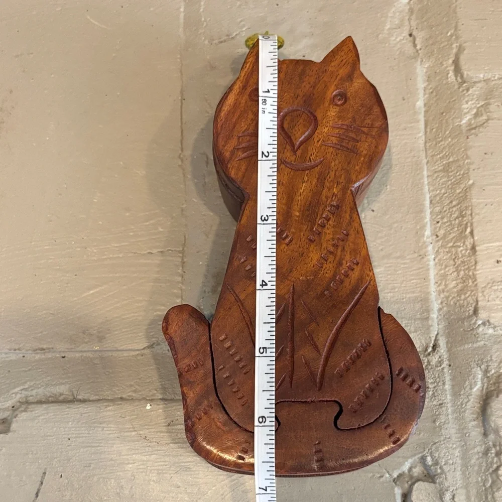 Handcrafted‎ Wooden Cat Puzzle Box/Trinket Box - Picture 7 of 9
